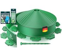 KESSER® Bordure de pelouse Flexible en Plastique - Longueur 10 m, Hauteur 5 cm avec 50 ancrages de Terre + 1 Paire de Gants, Bordure de Parterre, Bordure de Tonte, pavés palissade