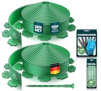 KESSER® Bordure de pelouse Flexible en Plastique - Longueur : 20 m-Hauteur : 5 cm - avec 100 ancrages de Terre+2 Paires de Gants - Bordure de parterres -Bordure de Parterre-Bordure de Tonte-Palisade