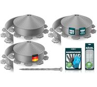 KESSER® Bordure de pelouse Flexible en Plastique - Longueur : 30 m-Hauteur : 5 cm - avec 150 ancrages de Terre + 3 Paires de Gants - Bordure de parterres-Bordure de Parterre-Bordure de Tonte-Palisade