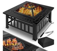KESSER® Foyer avec Grille et Pince à grillade brasero, 3 en 1 Foyer Multifonction pour Chauffage/Barbecue, Jardin terrasse, brasero en métal avec Housse de Protection tisonnier Pare-étincelles