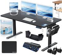 KESSER® Bureau électrique réglable en hauteur 140 cm x 70 cm | Bureau assis-debout ergonomique | Commande mémoire à 3 fonctions | Avec roulettes à 360° et port de charge USB Table d'ordinateur pour