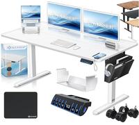 KESSER® Bureau électrique réglable en hauteur 140 cm x 70 cm | Bureau debout ergonomique | Commande mémoire à 3 fonctions | Avec roulettes à 360° et port de charge USB pour bureau à domicile