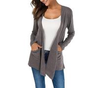 KESSER Cardigan Long pour Femme,Décontracté Basique avec Deux Poches Manches Longues Ouvert sur Le Devant Coupe Ajustée Tendance Et Polyvalent Doux Et Fin
