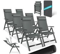 KESSER® Chaise de Jardin à Dossier Haut avec accoudoirs | Lot de 6 | en Aluminium avec Coussin et Housse | avec Dossier réglable en 7 Positions | Respirante, Pliable, Antidérapante | Anthracite