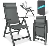 KESSER® Chaise de Jardin à Dossier Haut avec accoudoirs | Lot de 6 | en Aluminium avec Coussin et Housse | avec Dossier réglable en 7 Positions | Respirante, Pliable, Antidérapante | Anthracite