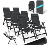 KESSER® Chaise de Jardin à Dossier Haut avec accoudoirs | Lot de 6 | en Aluminium avec Coussin et Housse | avec Dossier réglable en 7 Positions | Respirante, Pliable, Antidérapante | Noir