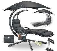 KESSER® Chaise longue flottante avec parasol, chaise longue suspendue, chaise longue H200, L194, B100 cm, chaise longue à bascule, hamac, charge jusqu'à 120 kg, coussin de nuque, sac inclus