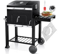 KESSER® Chariot à Barbecue | Grill XL à Charbon de Bois avec Couvercle, Roues, poignée en Acier Inoxydable, Grille et thermomètre | Grand Barbecue au Charbon de Bois