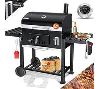 Barbecue KESSER® Chariot de barbecue XXL Barbecue au charbon de bois avec couvercle, roulettes, poignée en acier inoxydable, grille et thermomètre Charbon de bois Barbecue au charbon Chariot grand Bar