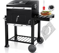 KESSER® Chariot de barbecue XXL, barbecue au charbon de bois avec couvercle, équipé de roues, d'une poignée en acier inoxydable, d'une grille de cuisson et d'un thermomètre