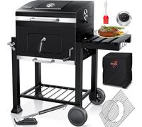 KESSER® Chariot de barbecue XXL, barbecue au charbon de bois avec couvercle, équipé de roues, d'une poignée en acier inoxydable, d'une grille de cuisson et d'un thermomètre