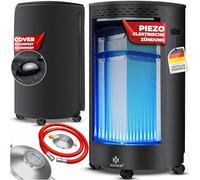 KESSER® Chauffage à gaz en céramique | Appareil de chauffage à gaz 4 200 watts avec détendeur de gaz, tuyau de gaz | Appareil de chauffage à gaz | Brûleur céramique infrarouge, noir