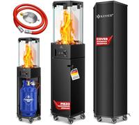 KESSER® Chauffage Radiant à Gaz, Chauffage de Terrasse, Chauffage Radiant à Gaz, Housse de Protection Incluse Chauffage Outdoor, Chauffage à Flamme, avec Roulettes au Sol, Noir