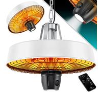 Chauffage de plafond KESSER® | Chauffage parasol infrarouge 2500 W | Chauffage de terrasse avec télécommande | Chauffage à quartz | Éclairage LED | Plafond | Chauffage infrarouge | Avec chaîne + mousq
