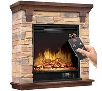 KESSER® Cheminée électrique Foyer électrique - Cheminée électrique avec Effet de Flammes LED 3D, avec Chauffage, Fonction Chauffage d'une Puissance de 1800W, Naturel/Brun