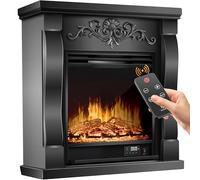 KESSER® Cheminée électrique Foyer électrique - Cheminée électrique avec Effet de Flammes LED 3D, avec Chauffage, Fonction Chauffage d'une Puissance de 1800W, Manoir/Noir