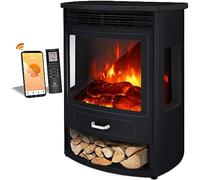 Kesser Cheminée électrique Prio avec chauffage Radiateur soufflant Télécommande 950/1 900 W Cheminée électrique Effet de flamme LED Feu de cheminée Cheminée électrique, noir, Large