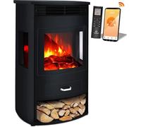 KESSER Cheminée électrique Prio avec Chauffage Radiateur soufflant Télécommande 950/1 900 W Effet de Flamme LED, Noir