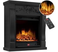 KESSER® Cheminée électrique Foyer électrique - Cheminée électrique avec Effet de Flammes LED 3D, avec Chauffage, Fonction Chauffage d'une Puissance de 1800W, Manoir/Noir
