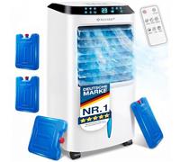 KESSER® Climatiseur mobile 4 en 1 avec télécommande et minuterie, réservoir d'eau de 10 l, ioniseur et humidificateur, ventilateur sans tuyau d'évacuation, 3 niveaux avec blocs réfrigérants