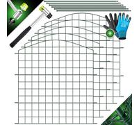 KESSER Clôture de bassin de jardin, ensemble complet d'éléments de clôture en métal, avec marteau + barres de fixation, clôture de jardin, arc supérieur rond, ensemble de clôtures