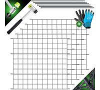 KESSER Clôture d'étang - Clôture de jardin - Kit complet de 5 clôtures droites en métal - Avec gants, 1 marteau + 6 barres de fixation - Clôture à planter - Clôture pour animaux