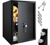 KESSER® Coffre-fort de meubles avec serrure à double panneton, coffre-fort Armoire à monnaie Coffre-fort mural au sol 35 x 50 x 31 cm avec 2 x clés et vis de fixation