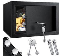 KESSER® Coffre-fort de meubles avec serrure à double panneton, coffre-fort Armoire à monnaie Coffre-fort mural au sol 31 x 20 x 20 cm avec 2 x clés et vis de fixation