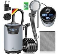 KESSER® Douche mobile de camping avec pompe et batterie rechargeable 8000 mAh | Kit de douche de camping avec pommeau de douche réglable, tuyau de 2 m, pistolet pulvérisateur et support