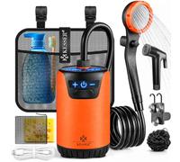 KESSER® Douche solaire de camping avec pompe et batterie rechargeable 4000 mAh - Kit de douche de camping avec pommeau de douche réglable, tuyau de 2 m, pistolet pulvérisateur et support
