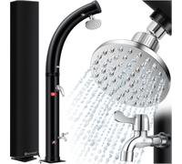 Douche de jardin solaire KESSER® Douche solaire arquée avec capot de protection | eau chaude max. 60 °C Douche de piscine Camping | Pomme de douche à effet pluie et robinet | Raccord pour tuyau d'arro