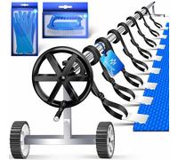 KESSER® Enrouleur de bâche de Piscine Premium | Système d'enroulement 3 m-5,70 m | avec Roues | pour bâche Solaire | Enrouleur Mobile | Sangles fournies, Argent Noir