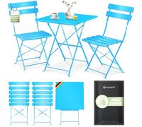 KESSER Ensemble de bistrot 3 pièces avec table de bistrot et 2 chaises pliantes | Mobilier de jardin d'extérieur | Table de jardin résistant aux UV et aux intempéries | Ensemble de balcon composé