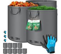 KESSER® : Ensemble de sacs de jardin. Sac à feuilles et sac pour déchets de jardin, comprenant des gants. Autoportant, avec 4 poignées, stable, robuste et pliable. Sacs à feuilles, sacs pour les déche