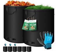 KESSER® : Ensemble de sacs de jardin. Sac à feuilles et sac pour déchets de jardin, comprenant des gants. Autoportant, avec 4 poignées, stable, robuste et pliable. Sacs à feuilles, sacs pour les déche