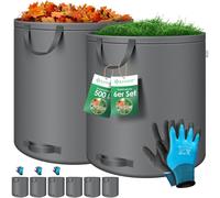 KESSER® : Ensemble de sacs de jardin. Sac à feuilles et sac pour déchets de jardin, comprenant des gants. Autoportant, avec 4 poignées, stable, robuste et pliable. Sacs à feuilles, sacs pour les déche