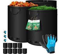 KESSER® : Ensemble de sacs de jardin. Sac à feuilles et sac pour déchets de jardin, comprenant des gants. Autoportant, avec 4 poignées, stable, robuste et pliable. Sacs à feuilles, sacs pour les déche