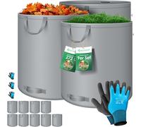 KESSER® : Ensemble de sacs de jardin. Sac à feuilles et sac pour déchets de jardin, comprenant des gants. Autoportant, avec 4 poignées, stable, robuste et pliable. Sacs à feuilles, sacs pour les déche
