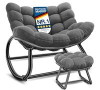 KESSER Fauteuil à bascule avec repose-pieds, pour l'intérieur et l'extérieur, ergonomique, charge maximale : 120 kg, pieds antidérapants, résistant aux intempéries, idéal pour balcon, jardin et salon