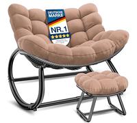 KESSER Fauteuil à Bascule pour l'intérieur et l'extérieur - Charge maximale : 120 kg - Fauteuil de Relaxation avec Pieds antidérapants - Résistant aux intempéries (Taupe, XXL Chillexer Pro)