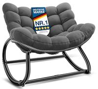 KESSER® Fauteuil à bascule XXL - Ergonomique - Avec rembourrage d'assise - Pour l'intérieur et l'extérieur - Fauteuil de relaxation de jardin - Résistant aux intempéries - Confortable - Antidérapant