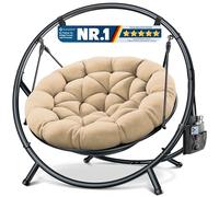 KESSER Fauteuil suspendu avec cadre Bali, balançoire suspendue, chaise suspendue jusqu'à 150 kg, pour intérieur et extérieur + coussin et poche latérale, panier suspendu, structure en acier et