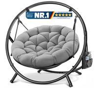 KESSER Fauteuil suspendu avec cadre Bali, balançoire suspendue, chaise suspendue jusqu'à 150 kg, pour intérieur et extérieur + coussin et poche latérale, panier suspendu, structure en acier et