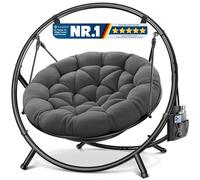 KESSER Fauteuil suspendu avec cadre Bali, balançoire suspendue jusqu'à 150 kg, pour intérieur et extérieur, coussin et poche latérale, panier suspendu, structure en acier et rembourrage en mousse
