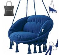 Chaise suspendue avec coussin - KESSER - Bleu marine - Charge maximale 150 kg - Diamètre assise 61 cm - 77x72x123 cm