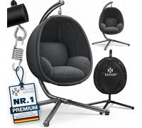 Fauteuil suspendu KESSER® Luxe avec structure + coussin d'assise moelleux, rembourrage latéral, coussins d'assise et de dossier ; panier suspendu pour l'intérieur et l'extérieur, balancelle de jardin,