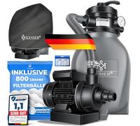 KESSER® Filtre à sable | Filtration à sable | Balles filtrantes de 700 g, remplacent 25 kg de sable filtrant | Filtre de piscine 10 mġ/h | Système de filtration | Réservoir filtrant pour piscine, Gris