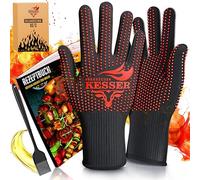KESSER® Gants de Barbecue résistants à la Chaleur jusqu'à 500 °C, Taille XXL, Gants de Four, Respirants et avec poignée antidérapante, Gants de Cuisine, en Tissu aramide, Gants de cheminée, lavables