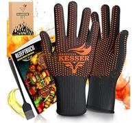 KESSER® Gants de Barbecue résistants à la Chaleur jusqu'à 500 °C, Taille XXL, Gants de Four, Respirants et avec poignée antidérapante, Gants de Cuisine, en Tissu aramide, Gants de cheminée, lavables