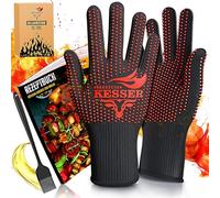 KESSER® Gants de Barbecue résistants à la Chaleur jusqu'à 500 °C, Taille XXL, Gants de Four, Respirants et avec poignée antidérapante, Gants de Cuisine, en Tissu aramide, Gants de cheminée, lavables